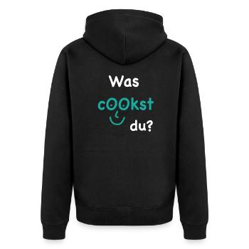 Was Cookst Du? - Unisex Premium Bio Zip Hoodie - Schwarz - Hinten - Nico (187cm)