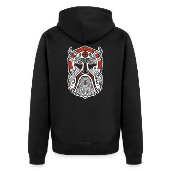 Thor Maske Wikinger Vikings Odin Valhalla Walhalla - Unisex Premium Bio Zip Hoodie - Schwarz - Hinten - Nico (187cm)
