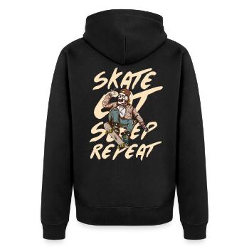 Skate - Unisex Premium Bio Zip Hoodie - Schwarz - Hinten - Nico (187cm)