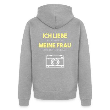 Fotograf - Unisex Premium Bio Zip Hoodie - Grau meliert - Hinten - Nico (187cm)