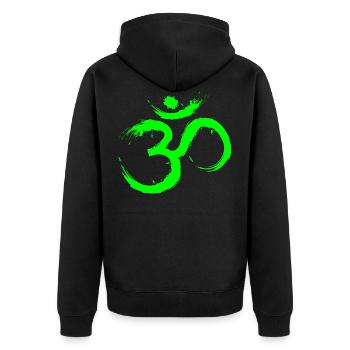 Om Design Symbol Meditation Liberation Lime Green - Unisex Premium Organic Zip Hoodie - black - Back - Nico (187cm)