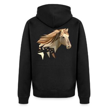 Pferd geometrisch low poly - Unisex Premium Bio Zip Hoodie - Schwarz - Hinten - Nico (187cm)