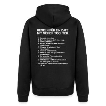 Vintage 22 03 2019 14h46m00s - Unisex Premium Bio Zip Hoodie - Schwarz - Hinten - Nico (187cm)