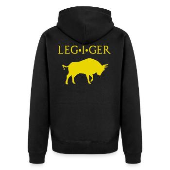 LEGIO I GERMANICA ROMA ROM SOLDAT SPQR - Unisex Premium Bio Zip Hoodie - Schwarz - Hinten - Nico (187cm)