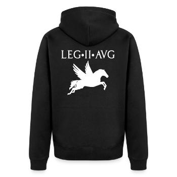 LEGIO II AUGUSTA ROM ROMA SOLDAT SPQR - Unisex Premium Bio Zip Hoodie - Schwarz - Hinten - Nico (187cm)