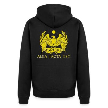 Alea iacta est Rom Roma SPQR - Unisex Premium Bio Zip Hoodie - Schwarz - Hinten - Nico (187cm)