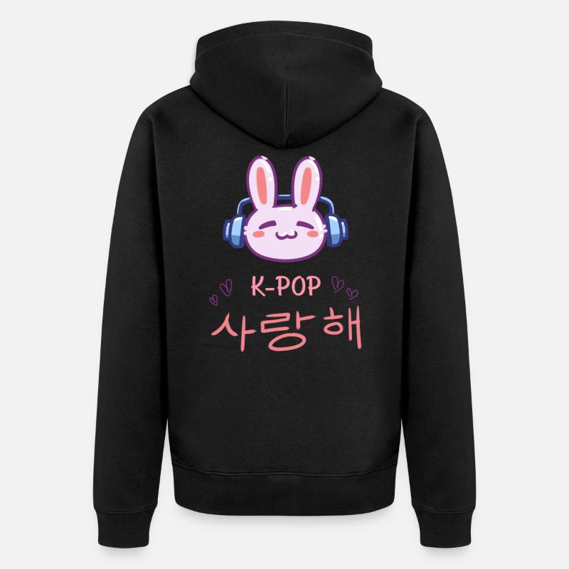 K-Pop Bunny - Idée cadeau Kpop Music - Veste à capuche bio Premium Unisexe - noir