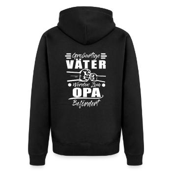 Vom Vater zum Opa Geschenk - werdender Opa Spruch - Unisex Premium Bio Zip Hoodie - Schwarz - Hinten - Nico (187cm)
