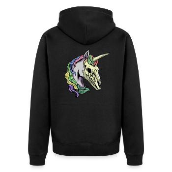 cool creepy unicorn skull skeleton - Unisex Premium Organic Zip Hoodie - black - Back - Nico (187cm)