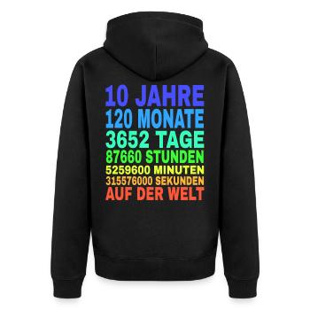 10 ans cadeau d'anniversaire fille garçon - Veste à capuche bio Premium Unisexe - noir - Dos - Nico (187cm)