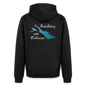 Konstanz am Bodensee Urlaub am See Souvenir - Unisex Premium Bio Zip Hoodie - Schwarz - Hinten - Nico (187cm)