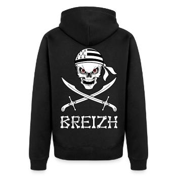 Bretagne - Breizh 18 - Veste à capuche bio Premium Unisexe - noir - Dos - Nico (187cm)