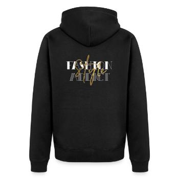Fashion Style Addict Design - Unisex Premium Organic Zip Hoodie - black - Back - Nico (187cm)
