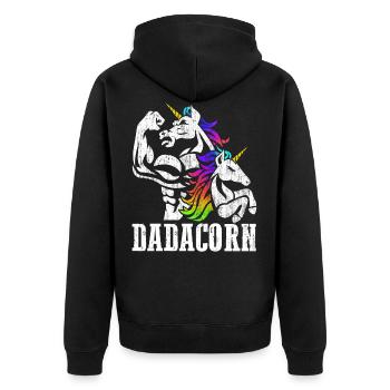 Dadacorn Unicorn Dad Daughter Fathers Day Birthday - Unisex Premium Organic Zip Hoodie - black - Back - Nico (187cm)
