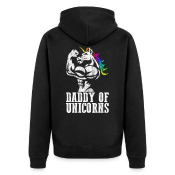 Daddy of Unicorns Dadacorn Dad with Daughters Gift - Unisex Premium Organic Zip Hoodie - black - Back - Nico (187cm)