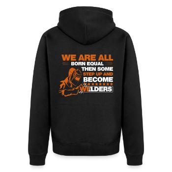 Cooler Beruf Schweißen Schweißer Design Spruch - Unisex Premium Bio Zip Hoodie - Schwarz - Hinten - Nico (187cm)