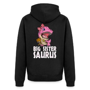 Big Sistersaurus - Unisex Premium Organic Zip Hoodie - black - Back - Nico (187cm)