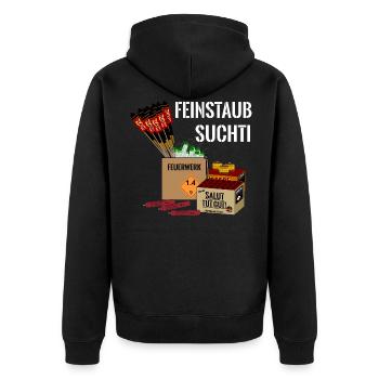 Pyro Feuerwerk - Unisex Premium Bio Zip Hoodie - Schwarz - Hinten - Nico (187cm)