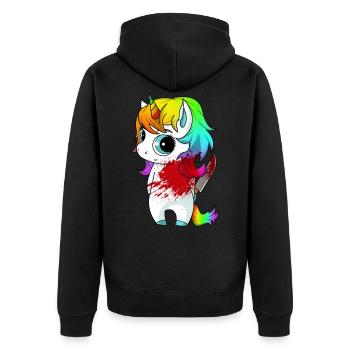 Cute but Psycho killer unicorn - Unisex Premium Organic Zip Hoodie - black - Back - Nico (187cm)