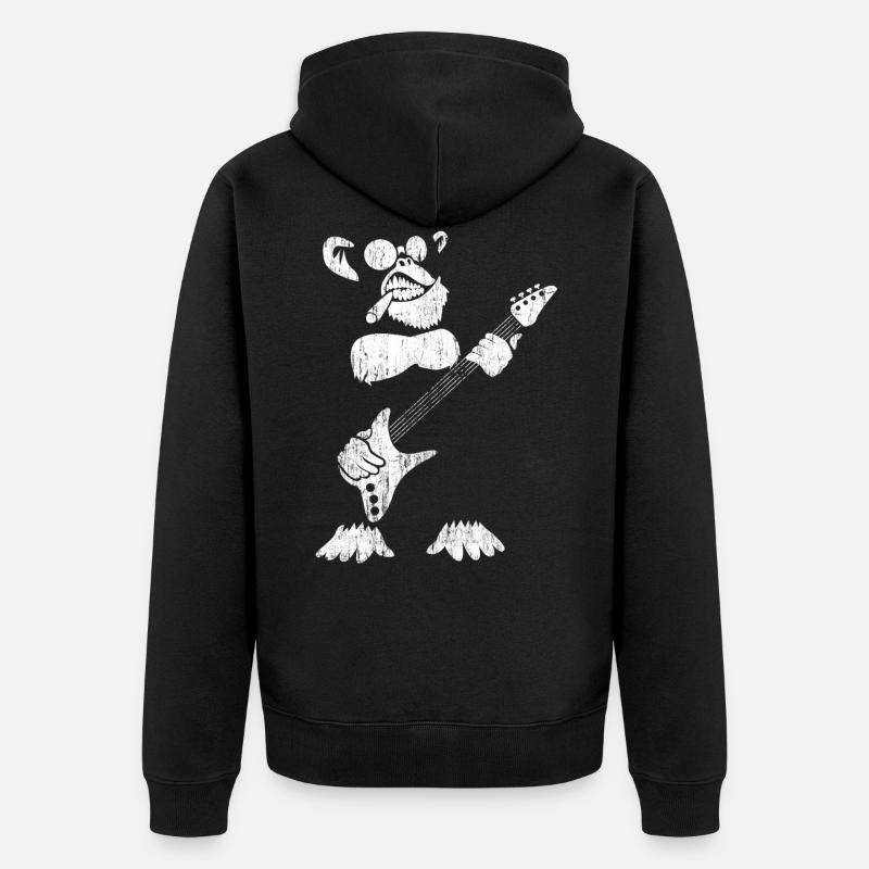 Rock'n'Roll-Affe - Unisex Premium Bio Zip Hoodie - Schwarz