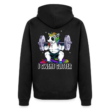 Je sue des paillettes licorne Haltérophilie - Veste à capuche bio Premium Unisexe - noir - Dos - Nico (187cm)
