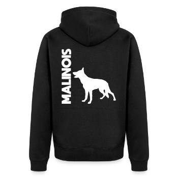 Belgian Malinois - Unisex Premium Organic Zip Hoodie - black - Back - Nico (187cm)
