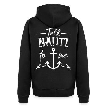 Parlez-moi à Nauti - Veste à capuche bio Premium Unisexe - noir - Dos - Nico (187cm)