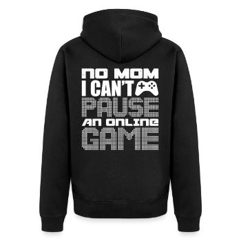 Keine Mutter, ich kann ein Online-Spiel nicht pausieren - Unisex Premium Bio Zip Hoodie - Schwarz - Hinten - Nico (187cm)
