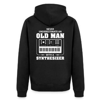 Never underestimate an old man synthesizer - Unisex Premium Organic Zip Hoodie - black - Back - Nico (187cm)