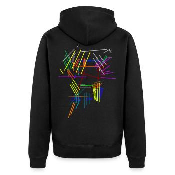techno - Unisex Premium Bio Zip Hoodie - Schwarz - Hinten - Nico (187cm)