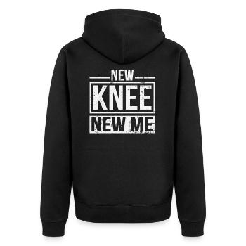 Neues Knie Neues Ich - Unisex Premium Bio Zip Hoodie - Schwarz - Hinten - Nico (187cm)