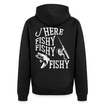 Ici poisson poisson poisson - Veste à capuche bio Premium Unisexe - noir - Dos - Nico (187cm)