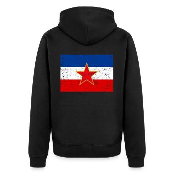 Jugoslawien Flagge Jugoslavia Fahne Stern SFRJ - Unisex Premium Bio Zip Hoodie - Schwarz - Hinten - Nico (187cm)
