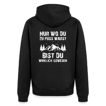 Nur wo du zu Fuss warst bist du gewesen Wandern - Unisex Premium Bio Zip Hoodie - Schwarz - Hinten - Nico (187cm)