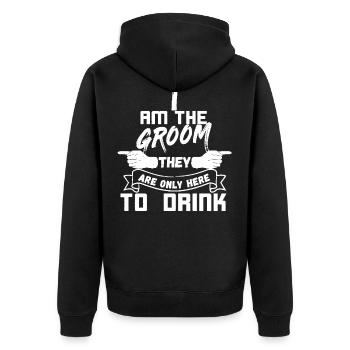 Mens I am the groom shirt set triple 1/3 Funny Bac - Unisex Premium Bio Zip Hoodie - Schwarz - Hinten - Nico (187cm)