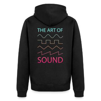 Sound Wellenformen Synthesizer Waveform Color - Unisex Premium Bio Zip Hoodie - Schwarz - Hinten - Nico (187cm)