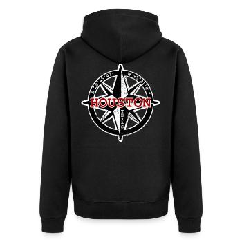 Kompass Houston Texas TX USA GPS Koordinaten - Unisex Premium Bio Zip Hoodie - Schwarz - Hinten - Nico (187cm)