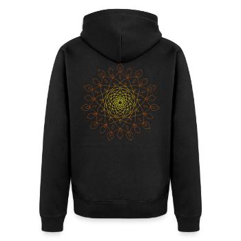 Mandala Sonne energetisches Energie Symbol - Unisex Premium Bio Zip Hoodie - Schwarz - Hinten - Nico (187cm)