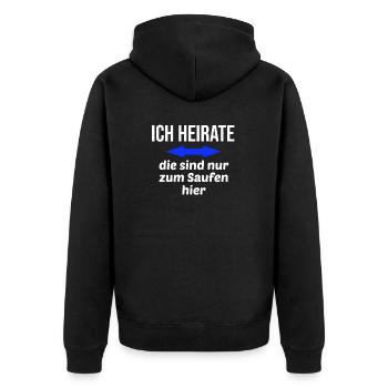 Junggesellenabschied - Unisex Premium Bio Zip Hoodie - Schwarz - Hinten - Nico (187cm)