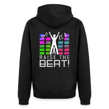 Beat lauter Lautstärke Musik Party Feier Alkohol - Unisex Premium Bio Zip Hoodie - Schwarz - Hinten - Nico (187cm)