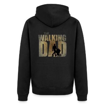 The Walking Dad Geschenk für werdende Papas - Unisex Premium Bio Zip Hoodie - Schwarz - Hinten - Nico (187cm)