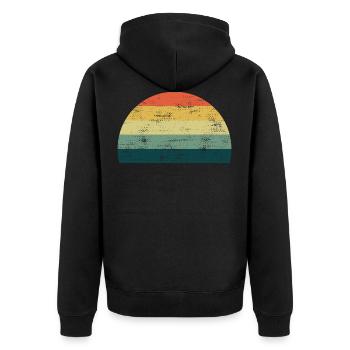 Modèle de couleurs arc-en-ciel soleil rétro soleil - Veste à capuche bio Premium Unisexe - noir - Dos - Nico (187cm)