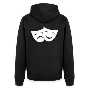 Masken - Unisex Premium Bio Zip Hoodie - Schwarz - Hinten - Nico (187cm)