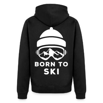 skier - Unisex Premium Organic Zip Hoodie - black - Back - Nico (187cm)