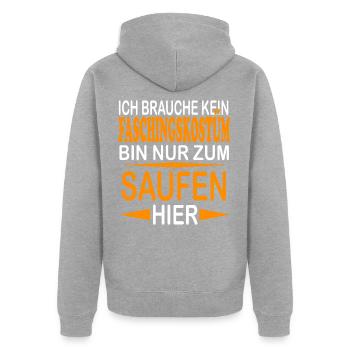 Faschingskostüm Fasching Karneval Kostüm Lustig - Unisex Premium Bio Zip Hoodie - Grau meliert - Hinten - Nico (187cm)