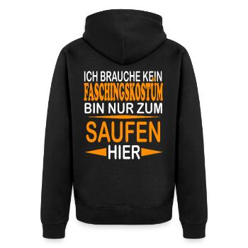 Faschingskostüm Fasching Karneval Kostüm Lustig - Unisex Premium Bio Zip Hoodie - Schwarz - Hinten - Nico (187cm)