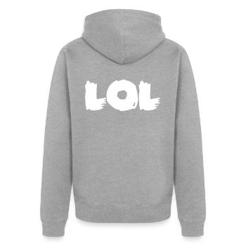 lol - Veste à capuche bio Premium Unisexe - gris chiné - Dos - Nico (187cm)