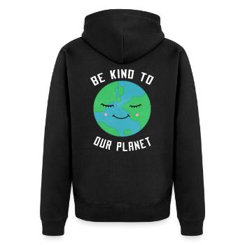 Soyez gentil avec notre planète en disant que le climat de l'amour de la terre - Veste à capuche bio Premium Unisexe - noir - Dos - Nico (187cm)