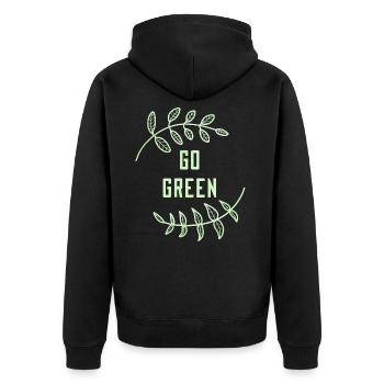 Passez au vert en disant feuille terre planète changement climatique vert - Veste à capuche bio Premium Unisexe - noir - Dos - Nico (187cm)