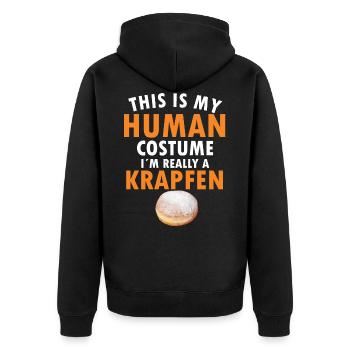 Krapfen Kostüm - Faschingskrapfen Human Costume - Unisex Premium Bio Zip Hoodie - Schwarz - Hinten - Nico (187cm)